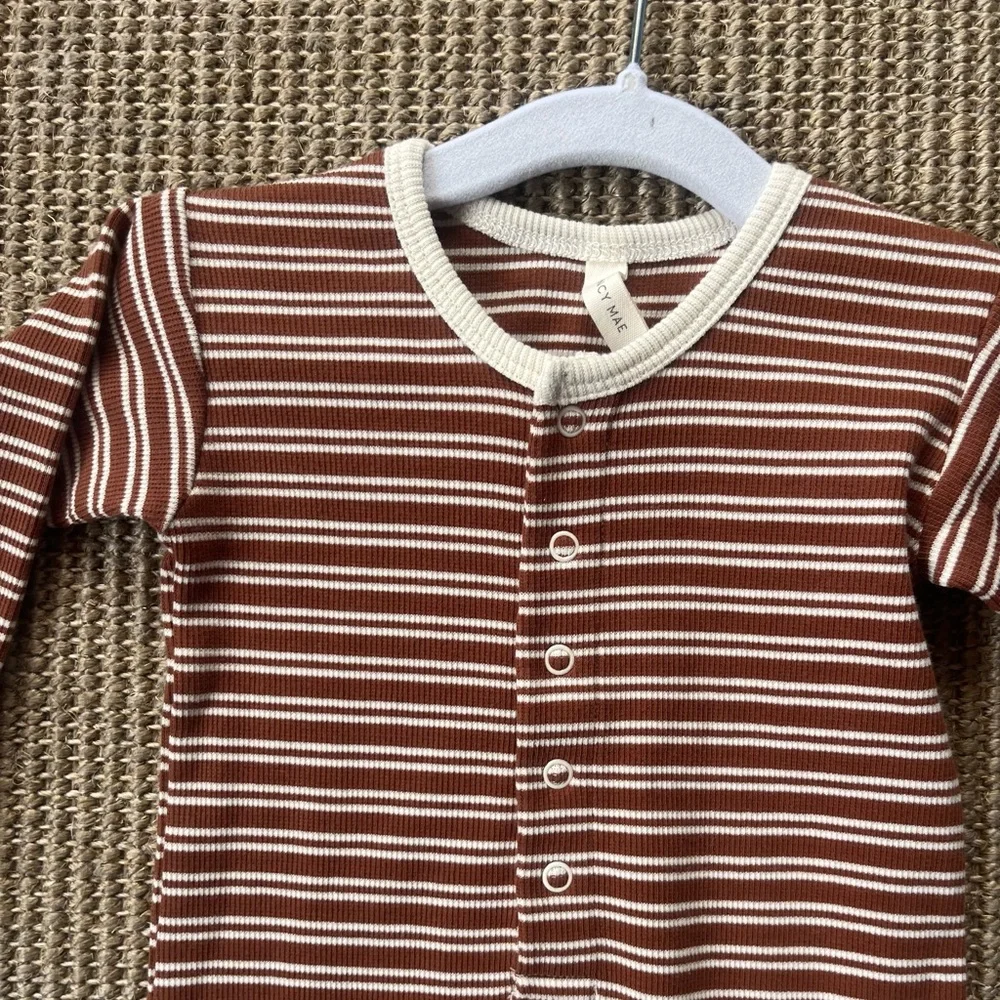 Quincy Mae Ribbed One piece in cedar stripe